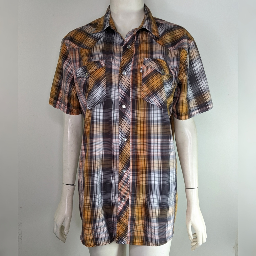 Levis Pearl Snap Western Shirt SS Unisex S Boho Pockets